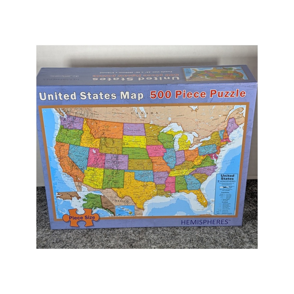 Waypoint Geographic United States Map 500 Piece Jigsaw Puzzle Hemispheres 24x36